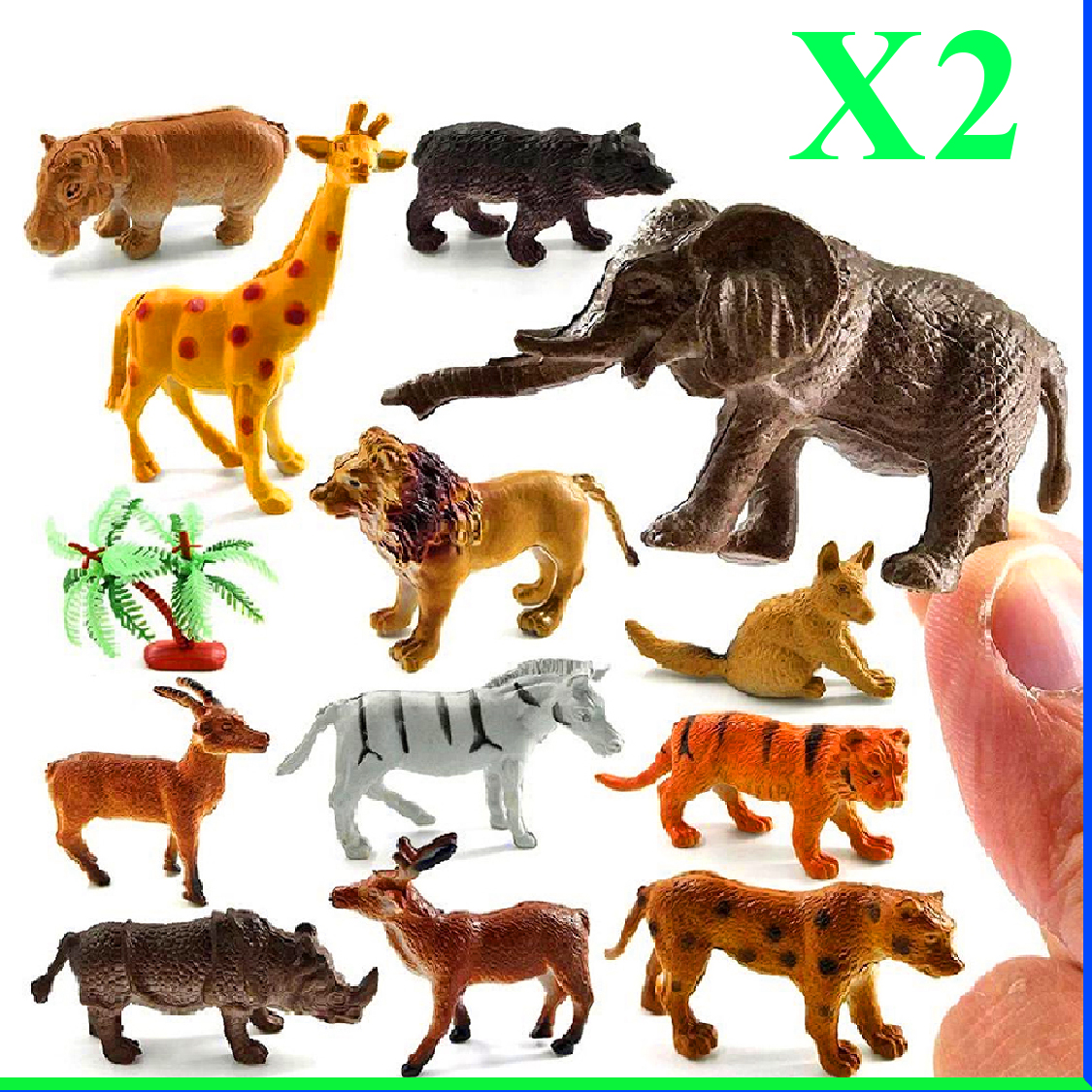 Combo 2 bộ đồ chơi mô hình động vật Safari (5-7 cm) 13 chi tiết sống động Animal World cho bé