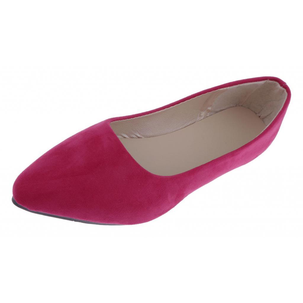 Women Casual Shallow Mouth Shoe Pointed Toe Shoe Working Flat Shoes Red 37