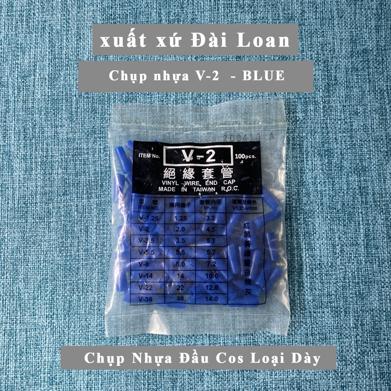 Chụp nhựa đầu cos V-2 -Loại dày, xuất xứ Đài Loan, Đúng size Chuẩn màu, 5 màu: Đỏ - Vàng - Xanh lá cây - Xanh da trời - Đen