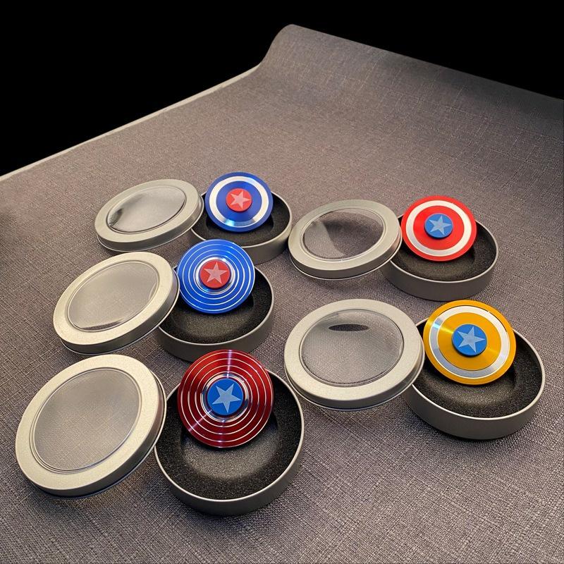 Con quay Fidget Spinner hình tròn bằng kim loại họa tiết Captain America cổ điển giảm căng thẳng