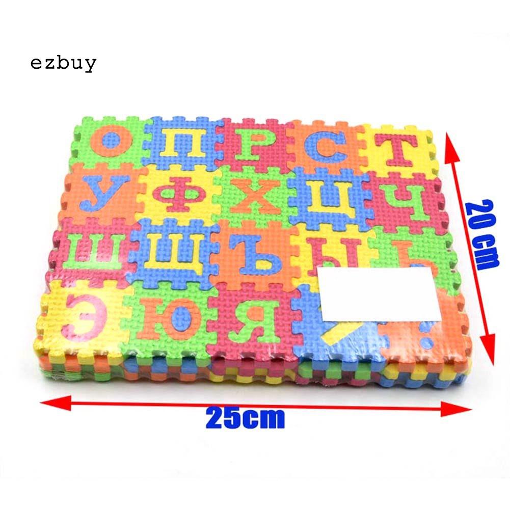 Set 60 bảng xốp đồ chơi ghép hình họa tiết chữ cái tiếng Nga vui nhộn thoải mái dành cho bé