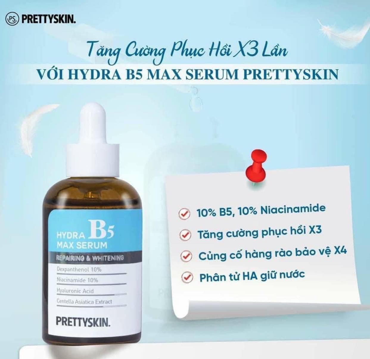 Serum B5 Pretty Skin Hydra Max Tinh Chất Phục Hồi Và Dưỡng Trắng Da 50ml