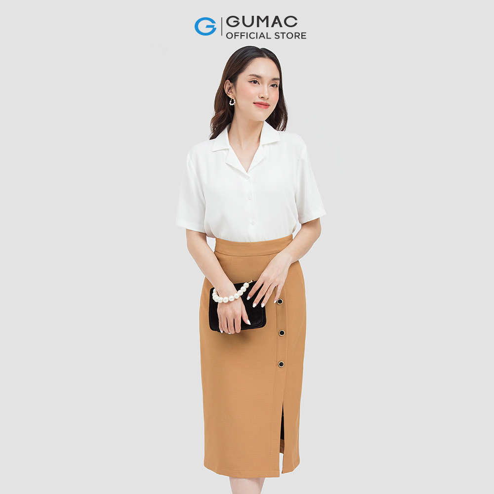 Chân váy midi nữ GUMAC VC06046 phối nút