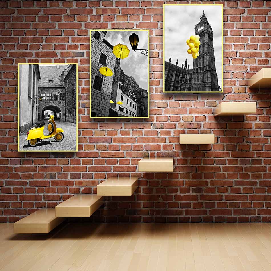 Bộ 3 tranh canvas treo tường Decor Phong cảnh Châu Âu - DC089