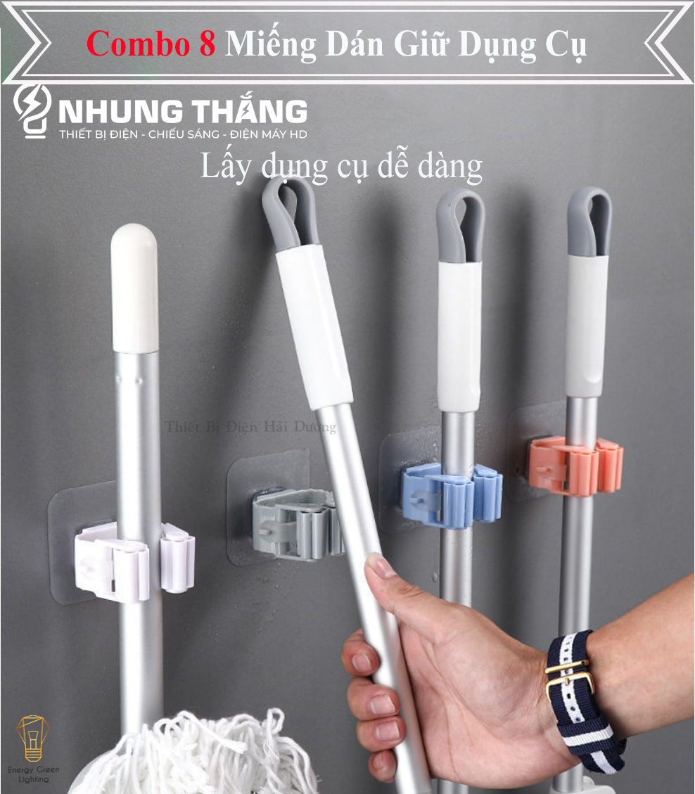 Móc Dán Tường Kẹp , Giữ Các Dụng Cụ Lau Dọn Trong Nhà - Móc Treo Chổi, Treo Ô, Đồ Dùng - Chịu Lực Tốt