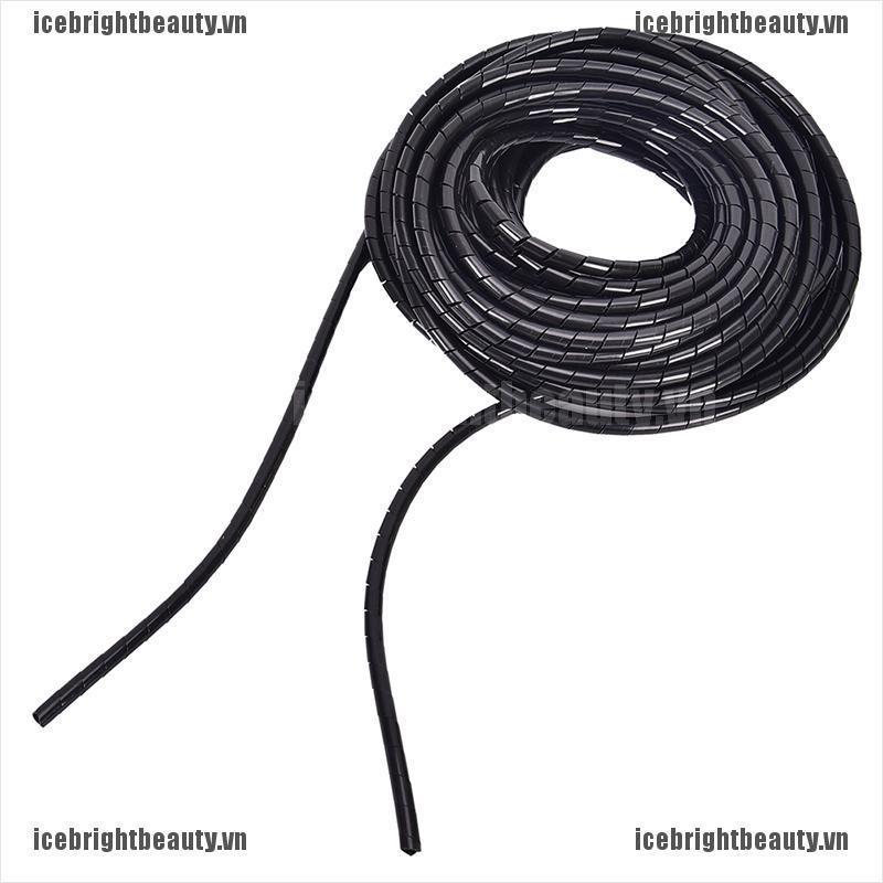 ICE 6mm Outside Dia 17M PE Polyethylene Spiral Cable Wire Wrap Tube Black