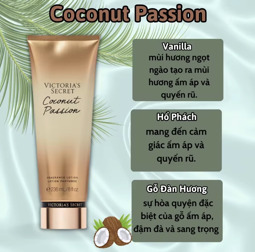 Hình ảnh Victoria Secret Coconut Passion Chính Hãng - Body Mist Victoria Secret Coconut Passion 250ml & Lotion Victoria Secret Coconut Passion 236ml Chính Hãng