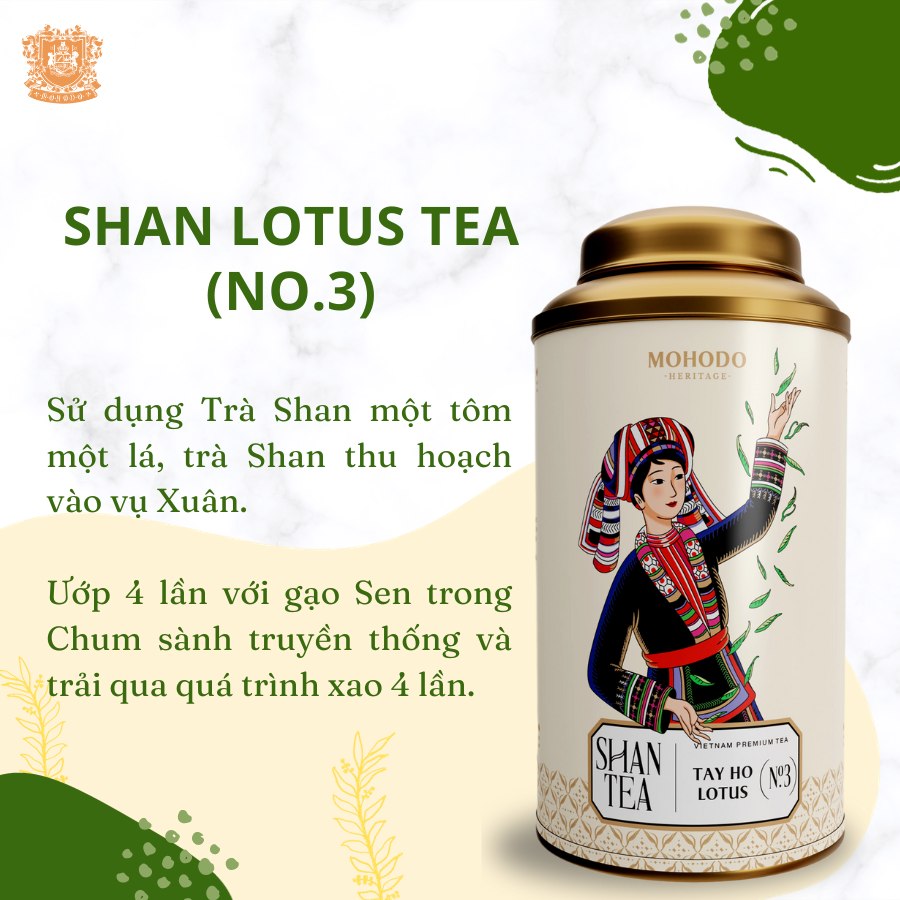 TRÀ SHAN ƯỚP SEN TÂY HỒ THƯỢNG HẠNG- 80G HỘP THIẾC-MOHODO