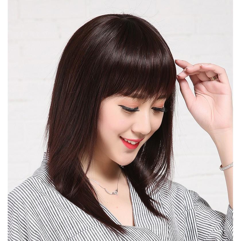 Tóc giả nữ nguyên đầu kiểu chiếc lá dễ thương, hàng cao cấp - TG11