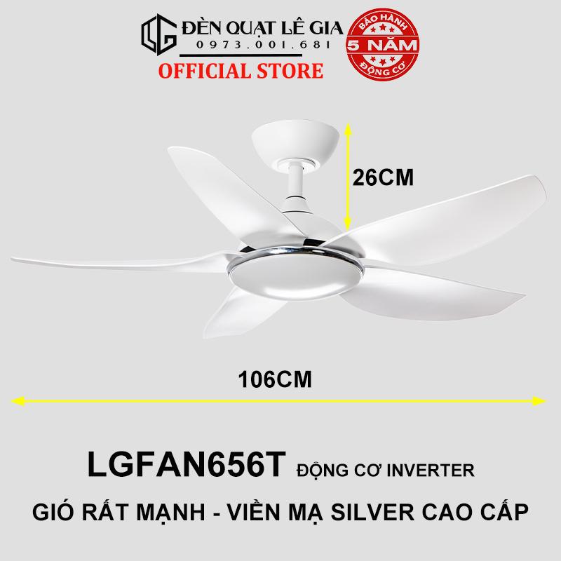 Quạt Trần Chung Cư Gió Mạnh LÊ GIA LGFAN656V - Chiều Cao 26cm - Sải Cánh 106cm - Bảo Hành 5 Năm