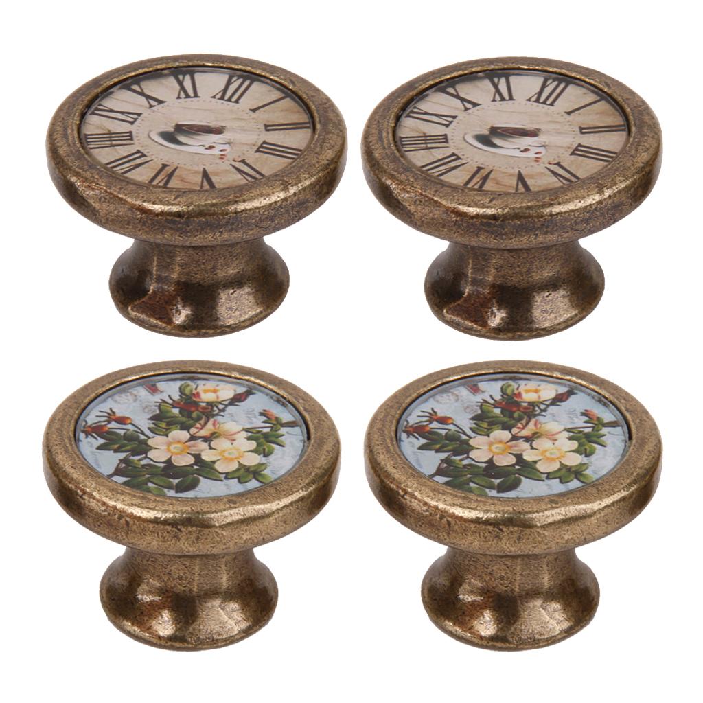 Retro Style Home Furniture Pull Knob Decorative Zinc Alloy 36mm Dia 2 Sets