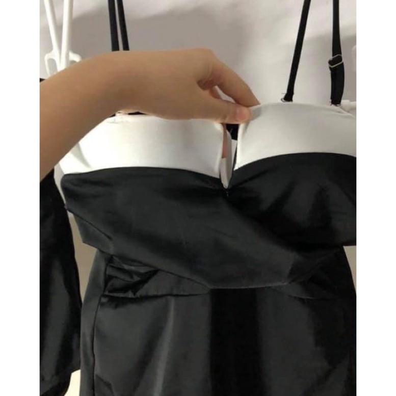 freeship  Bikini gọng đen phối trắng nâng ngực (kèm hình thật )