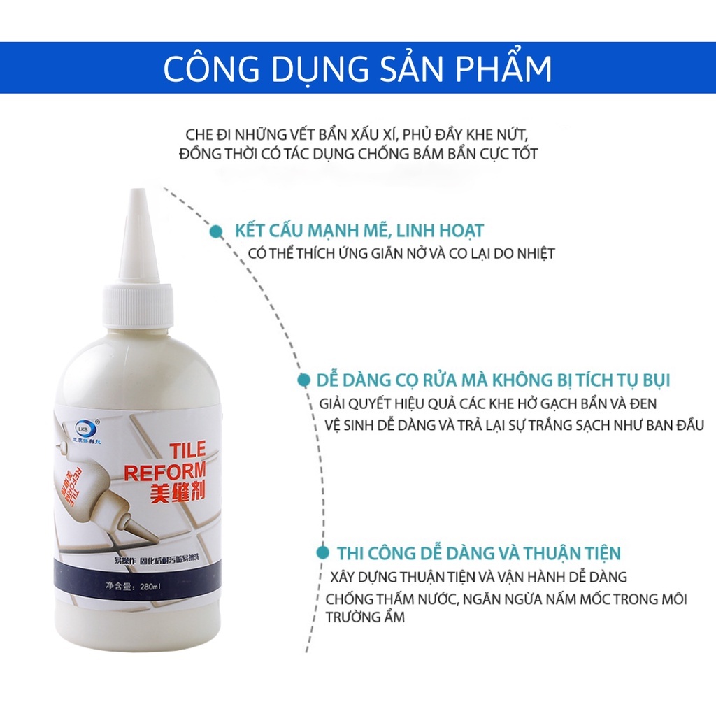 Lọ Sơn Kẻ Chỉ Gạch Công Nghệ HQ 280ml - Keo Chà Ron Sứ Đa Năng