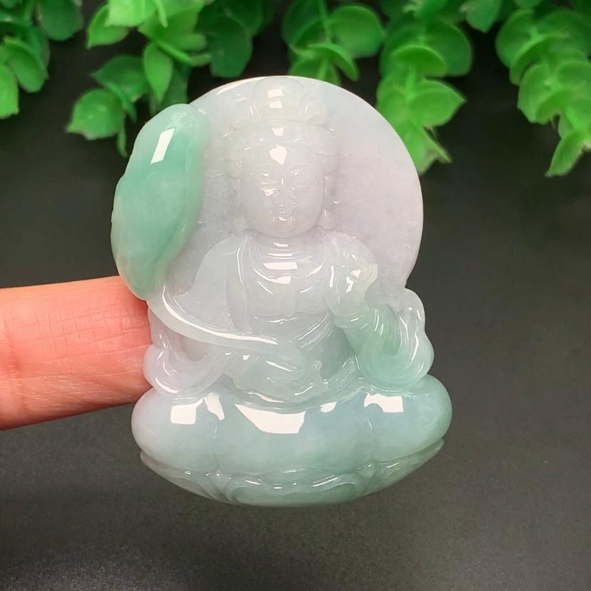 Phật bà quan âm vân xanh phong thủy ngọc cẩm thạch/Ngọc phỉ thúy tự nhiên cao cấp