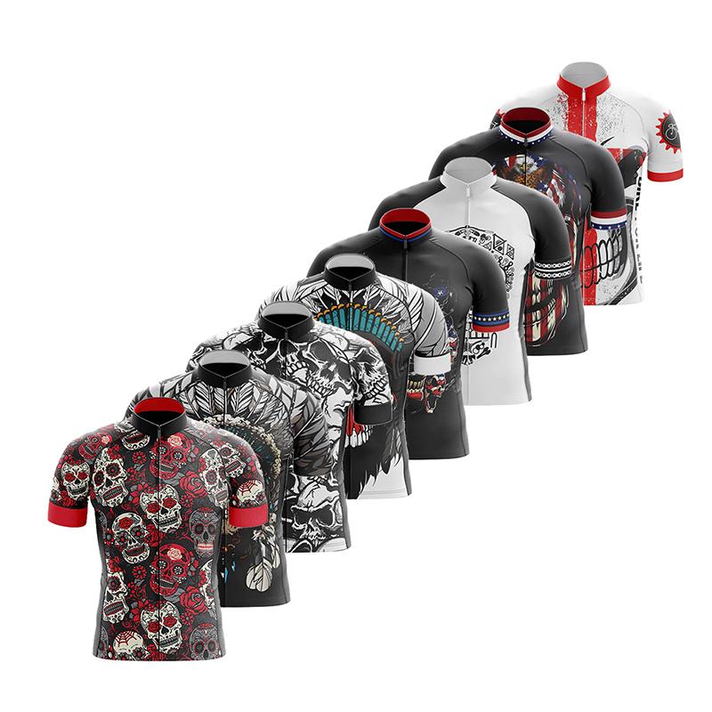 Nam Mùa Hè Đầu Lâu Đi Xe Đạp Jersey MTB Xe Đạp Áo Sơ Mi Xuống Dốc Chu Kỳ Đội Đường Quần Áo Núi Xe Đạp Đồng Nhất Nhanh khô Ropa Ciclismo Color: A10 Size: XS