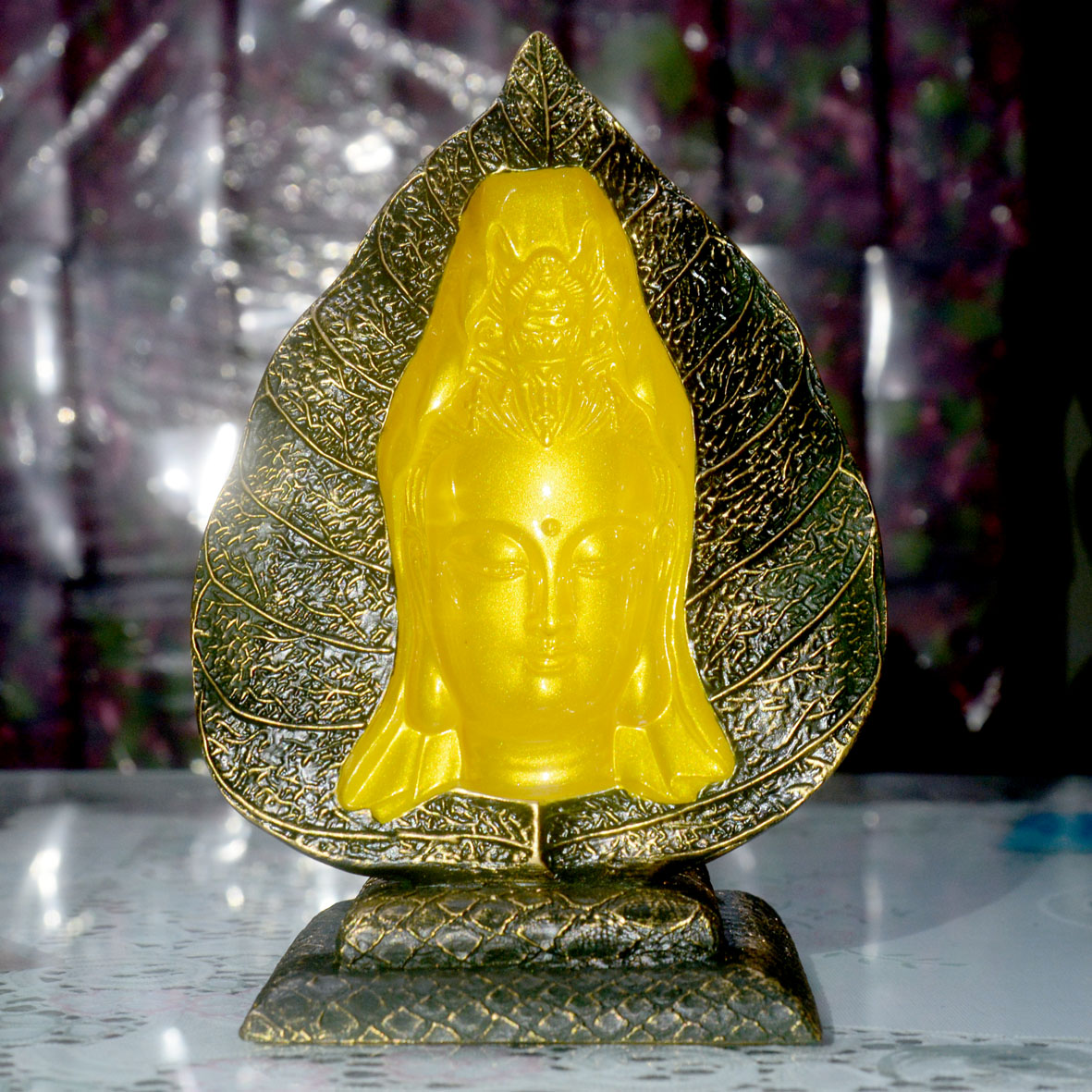 Tượng Ngài Quan Thế Âm Bồ Tát lá bồ đề 3D
