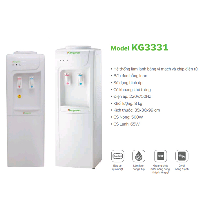 Cây Nước Nóng Lạnh Kangaroo KG3331 (565W)- Hàng Chính Hãng