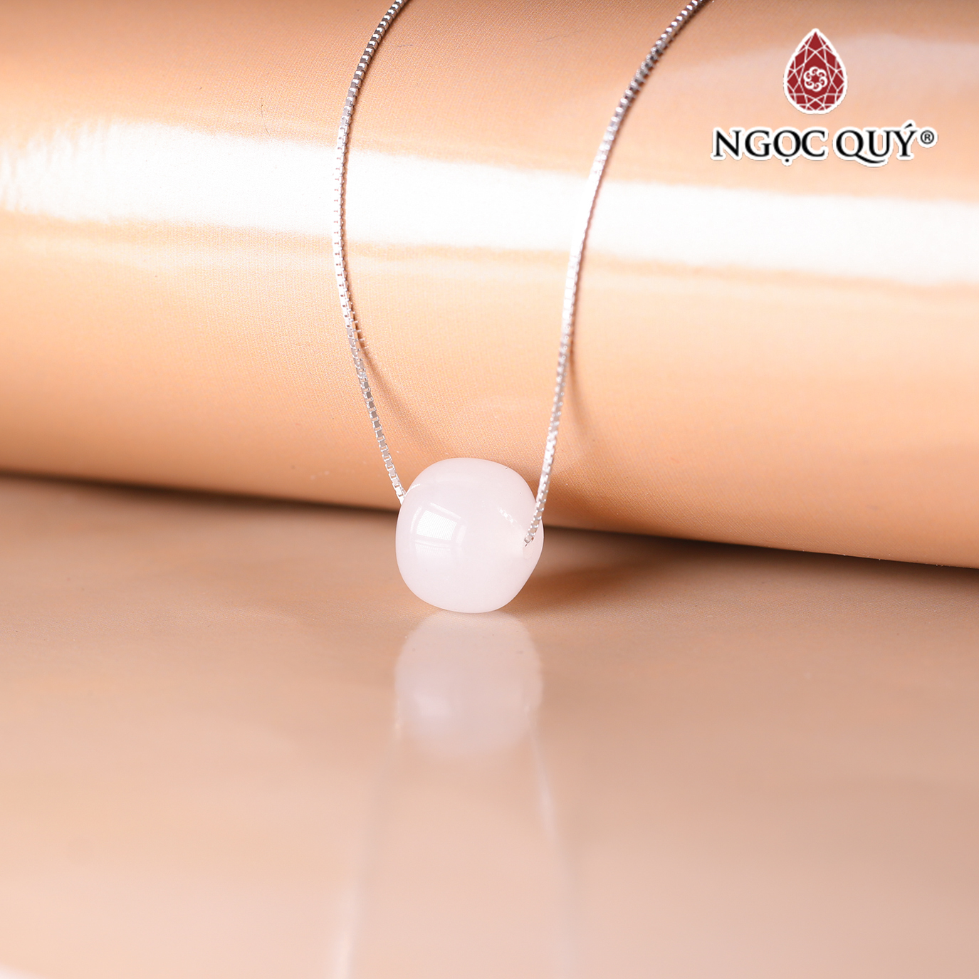 Dây chuyền bạc đá bạch ngọc mệnh thủy kim - Ngọc Quý Gemstones