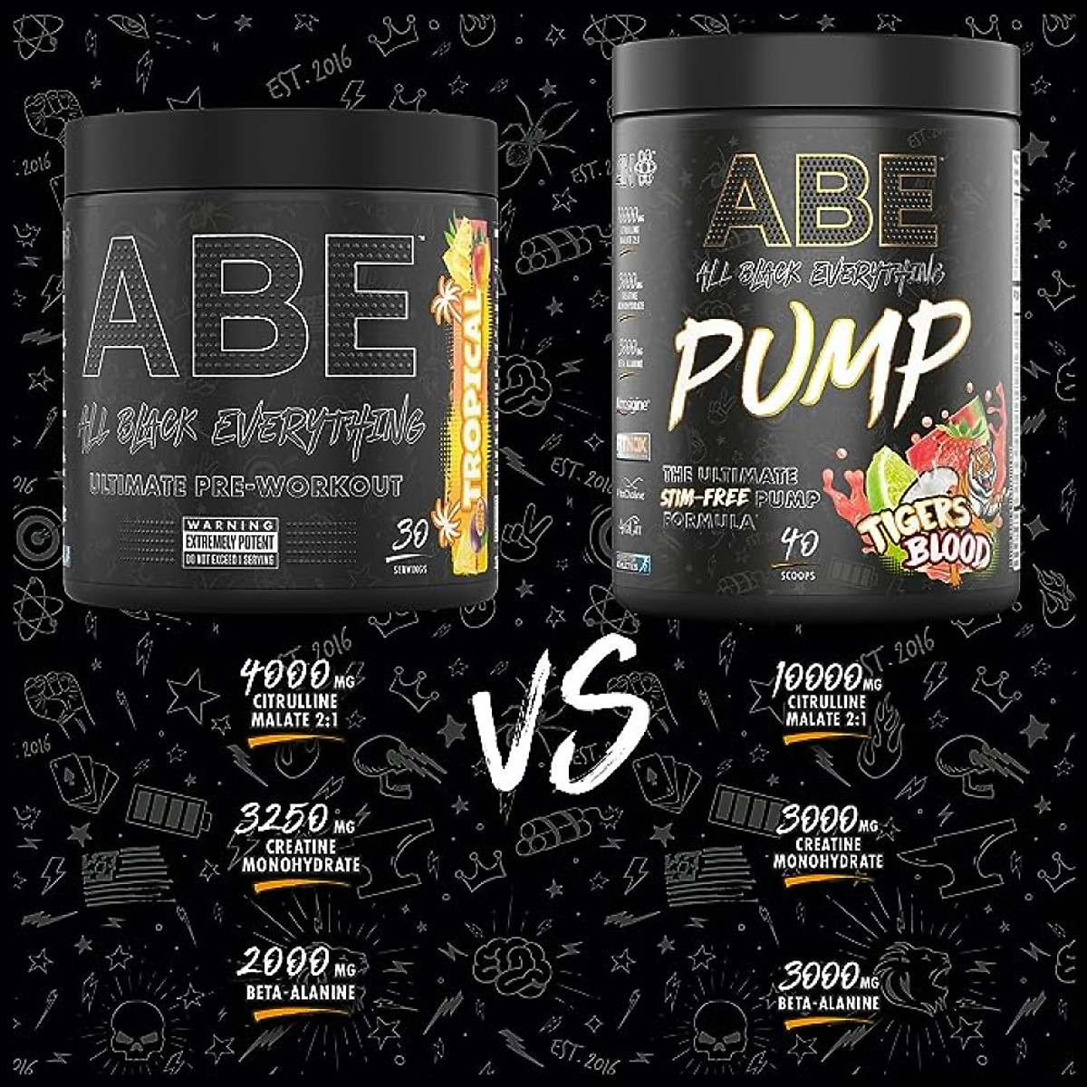 ABE PUMP , Pre-Workout Không Caffeine, Hỗ Trợ Pump Cơ, Tăng Sức Mạnh, Không Mất Ngủ | Applied