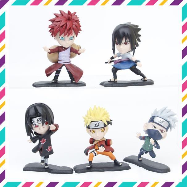 Mô Hình Naruto ChiBi, Bộ 5 Mô Hình Naruto, Kakashi, Itachi, Garaa, Sasuke Siêu Đẹp Cao 8,5 cm - Tượng Figure