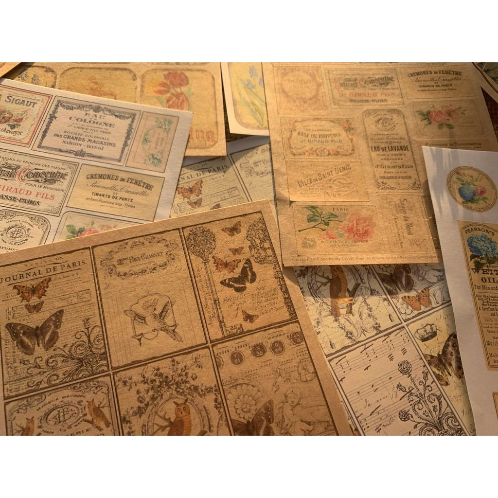 Set 2 tờ sticker vintage - trang trí, bullet journal sổ tay - sổ kế hoạch - uni003