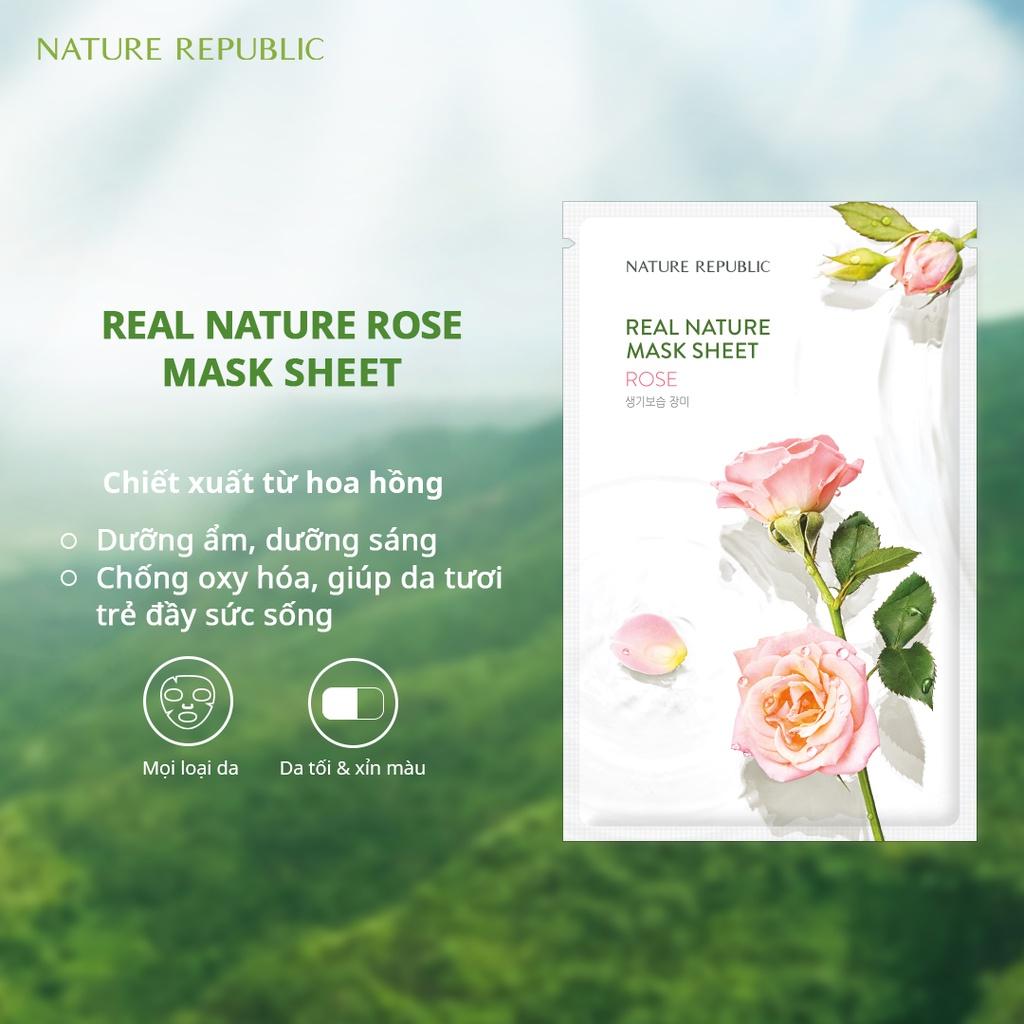Combo 10 Mặt Nạ Giấy Cấp Ẩm, Dưỡng Trắng Da Nature Republic Real Nature Mask Sheet 23ml x 10 - Rose