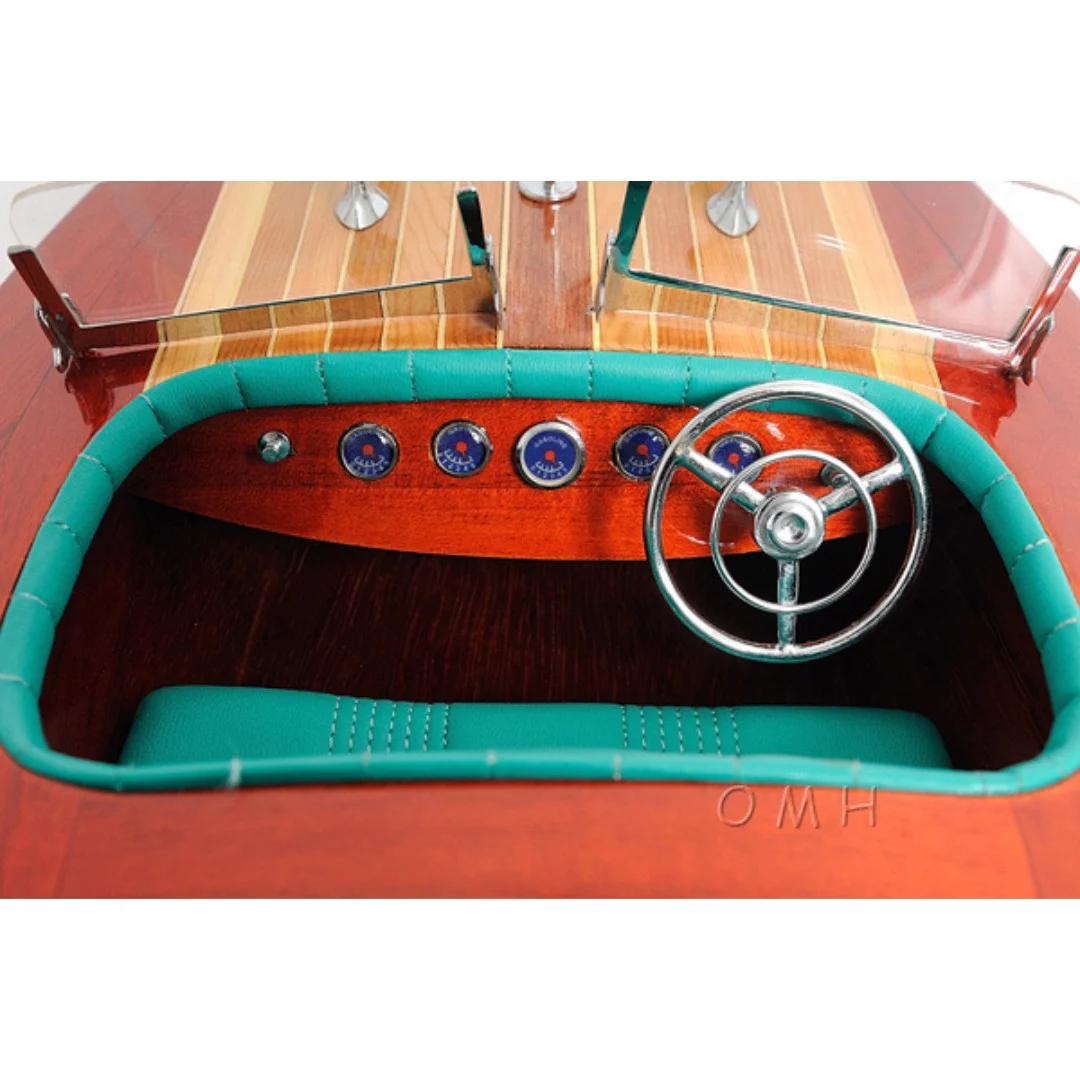 Mô hình cano CHRIS CRAFT TRIPLE COCKPIT cao cấp, mô hình thuyền gỗ tự nhiên sang trọng lắp ráp sẵn 1st FURNITURE