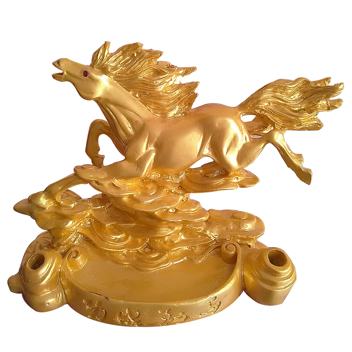 Tượng ngựa vàng bay bằng đá poly - NDV17