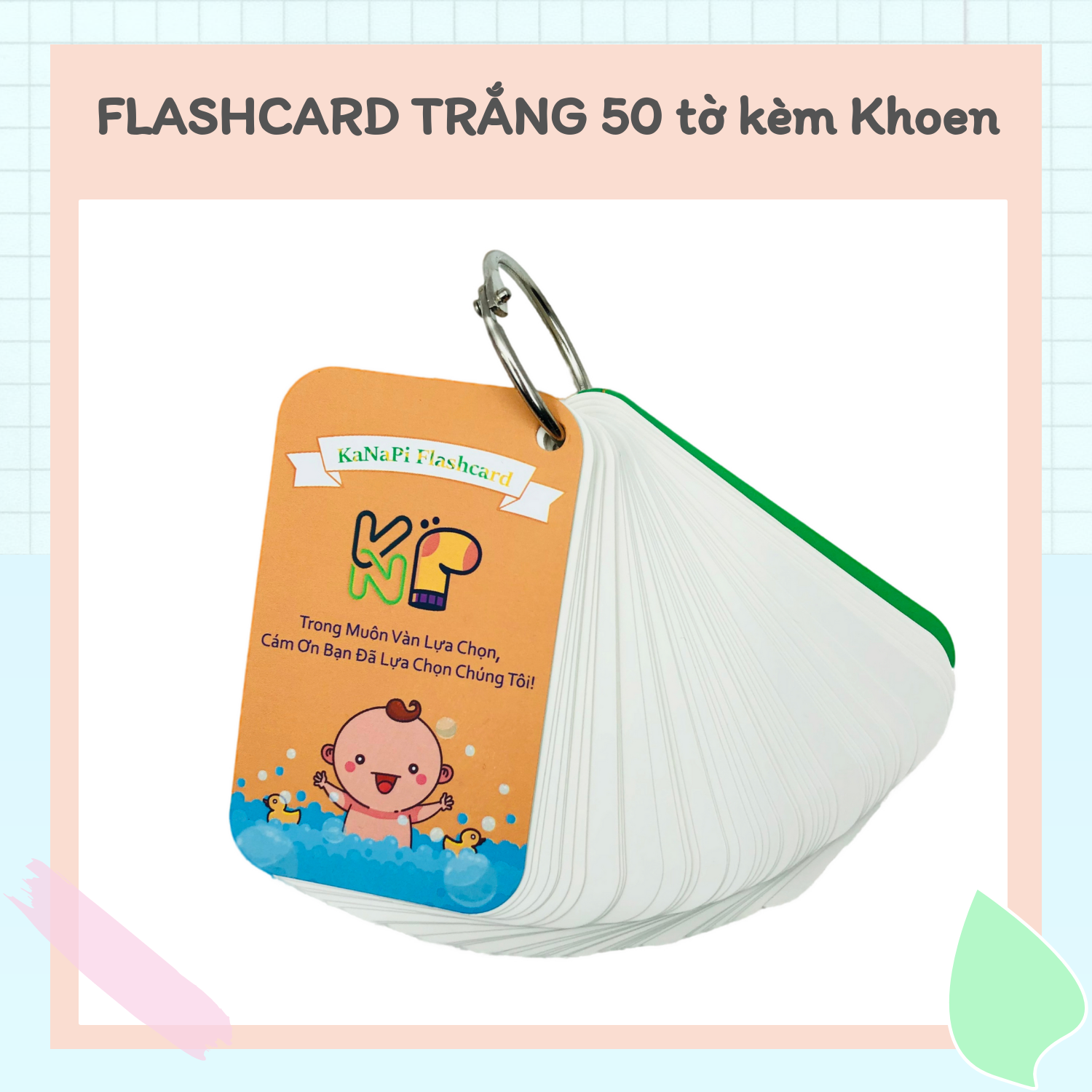 Flashcard Trắng - Bo góc, đục lỗ (Dùng để học hoặc để tặng khách hàng