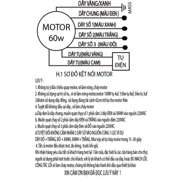 Motor quạt hơi nước 60w(Dây đồng) trục 12 quay ngược quay xuôi  3 tốc độ, dây đồng 100