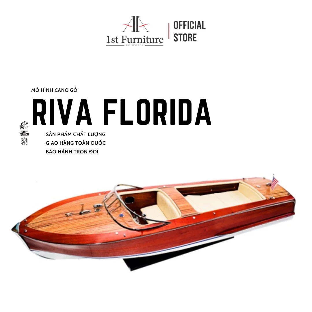 Mô hình cano RIVA FLORIDA cao cấp, mô hình thuyền gỗ tự nhiên sang trọng lắp ráp sẵn 1st FURNITURE