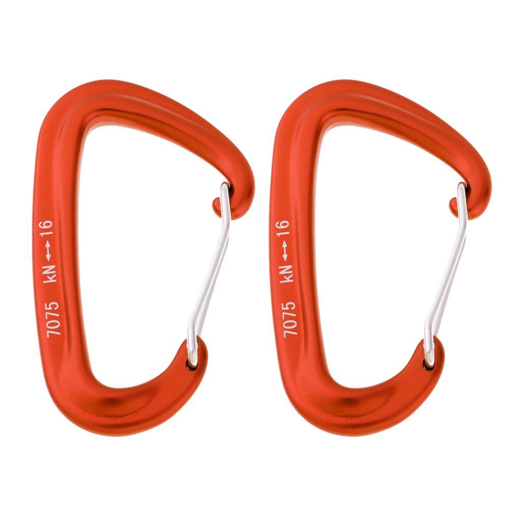 2PCS 16KN Climbing Carabiner - CE Carabiner Clip | Heavy Duty Wiregate Carabiner for Ropes, Hammocks, Camping, Hiking