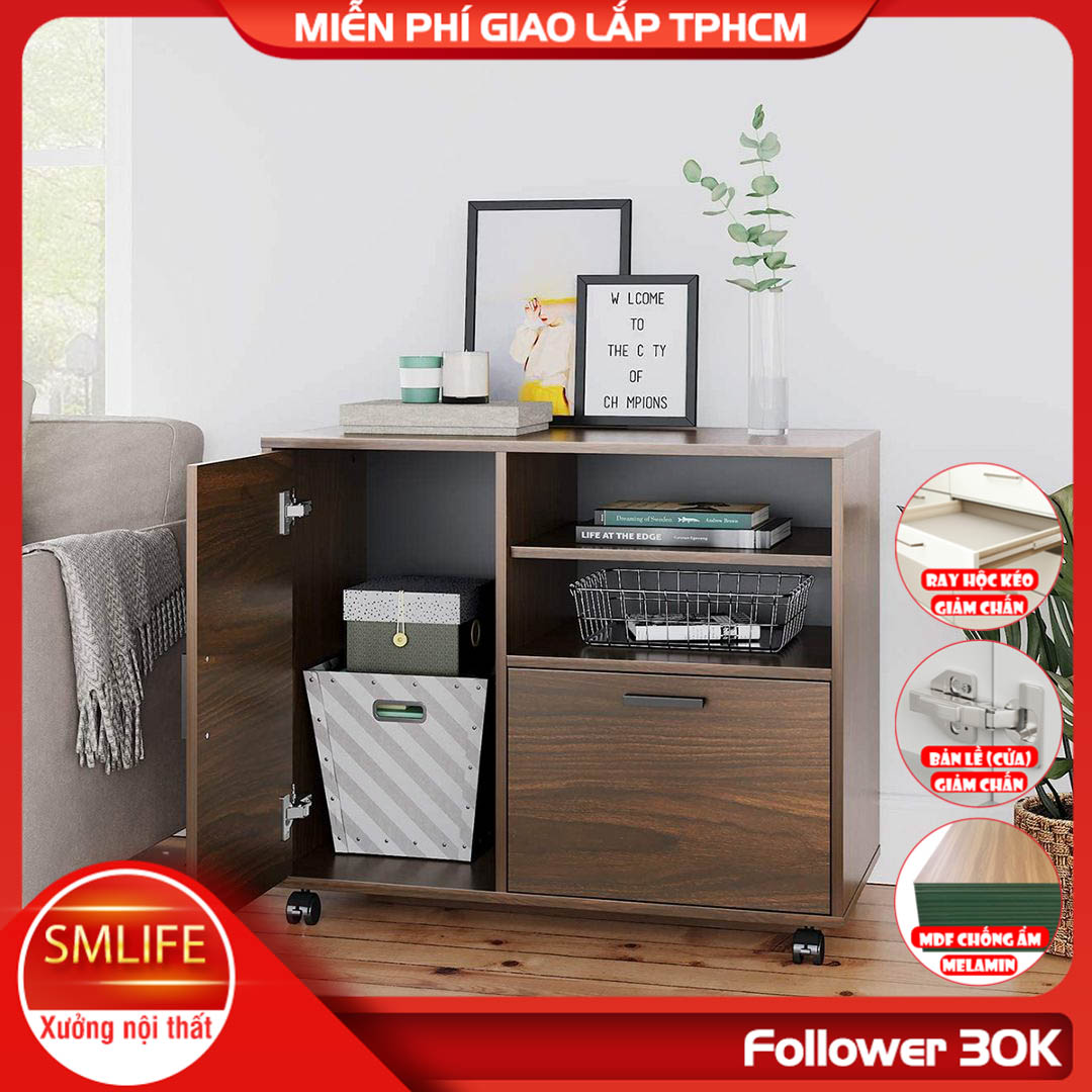 Kệ để máy in gỗ hiện đại SMLIFE Puchiko | Gỗ MDF dày 17mm chống ẩm | D80xR40xC71cm