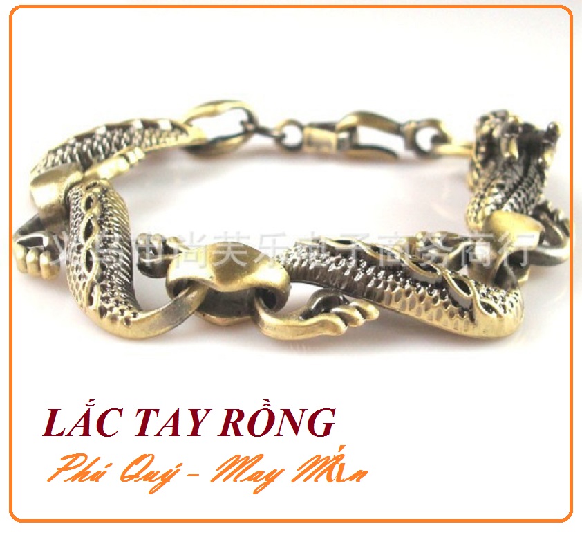 Vòng tay nam Rồng hợp kim không gỉ màu đồng cổ