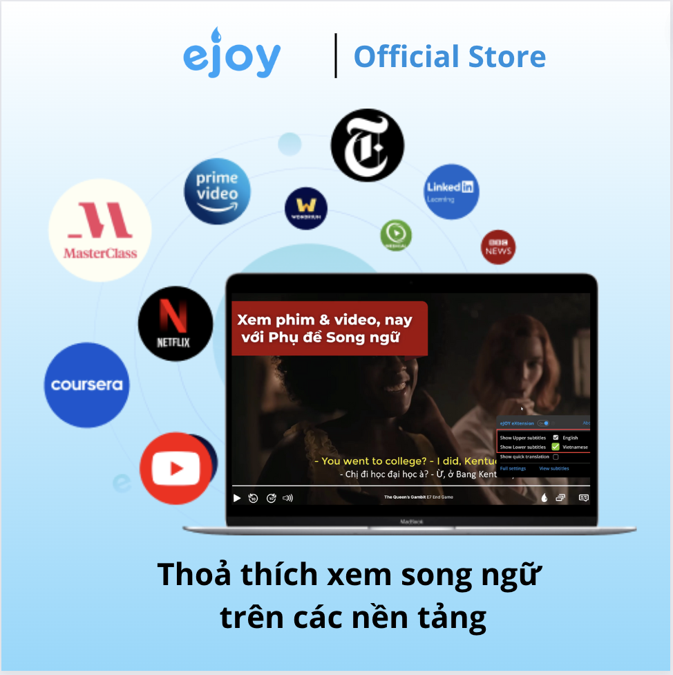 Gói học Tiếng Anh 3 tháng - Tra cứu kiến thức bằng AI trên mọi nền tảng, xem video song ngữ