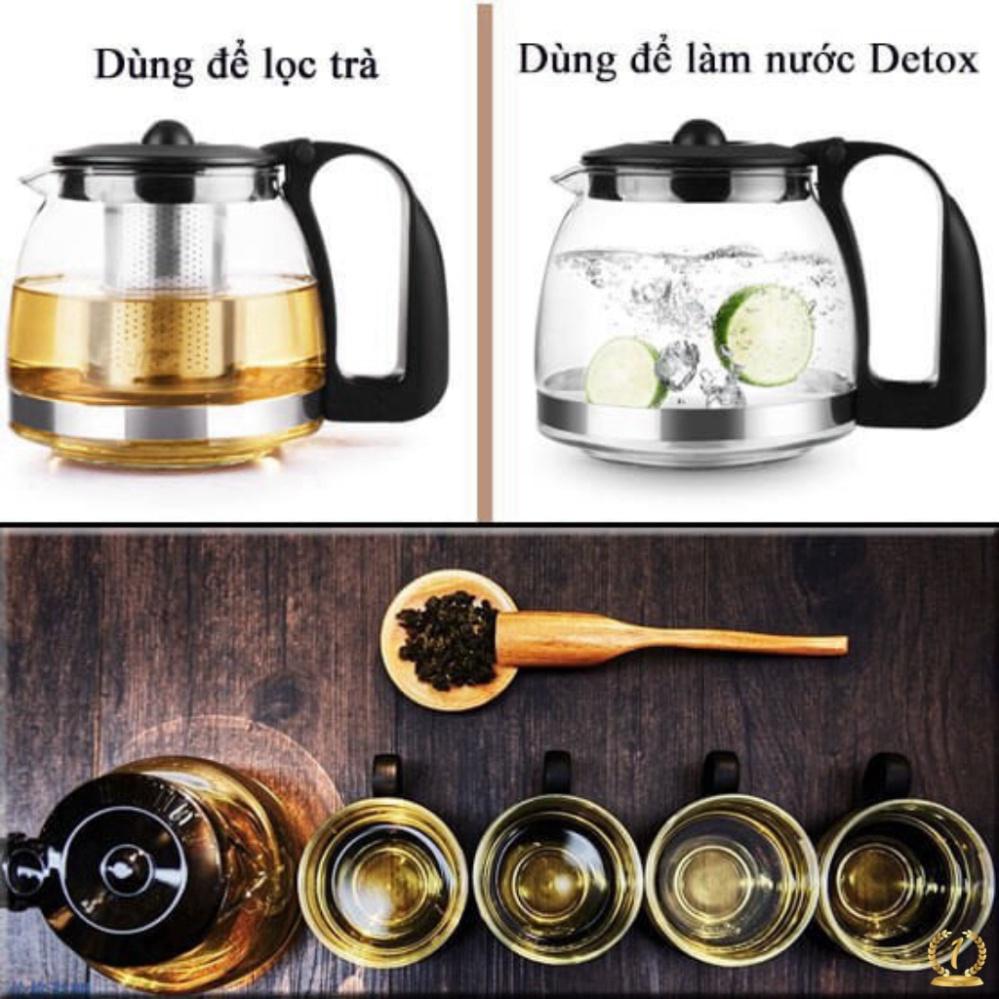 Bộ Ấm Pha Trà Thủy Tinh Lưới Lọc Inox Hàng Đẹp