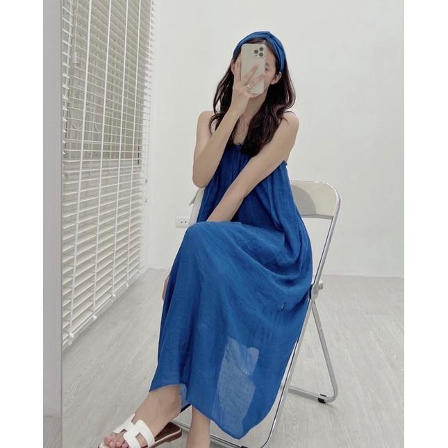 Váy Maxi Hai Dây Chất Tơ Tặng Kèm Turban Nhiều Màu Mặc Đi Biển Du Lịch Xinh