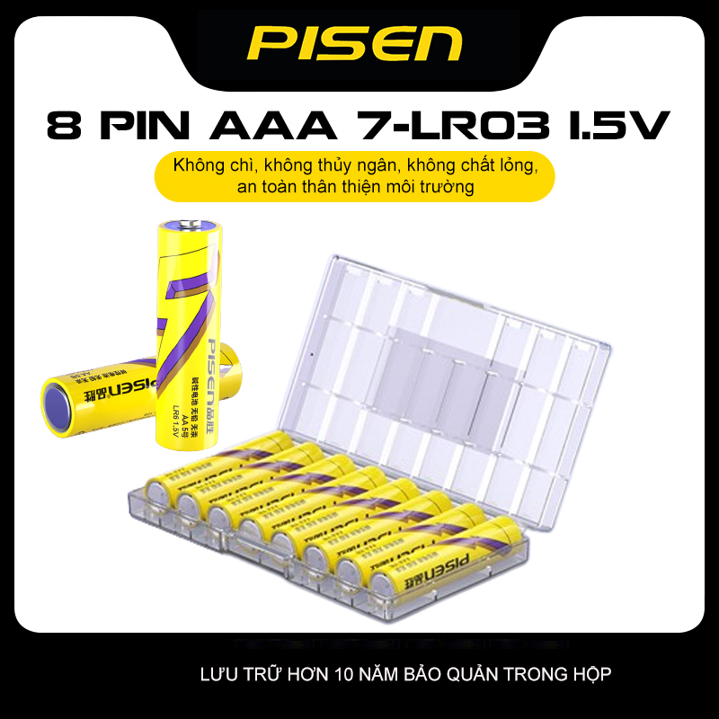 Pin PISEN AAA7 LR03 1.5V Yellow - SuperLife - Lưu trữ tới 10 năm - Hàng chính hãng
