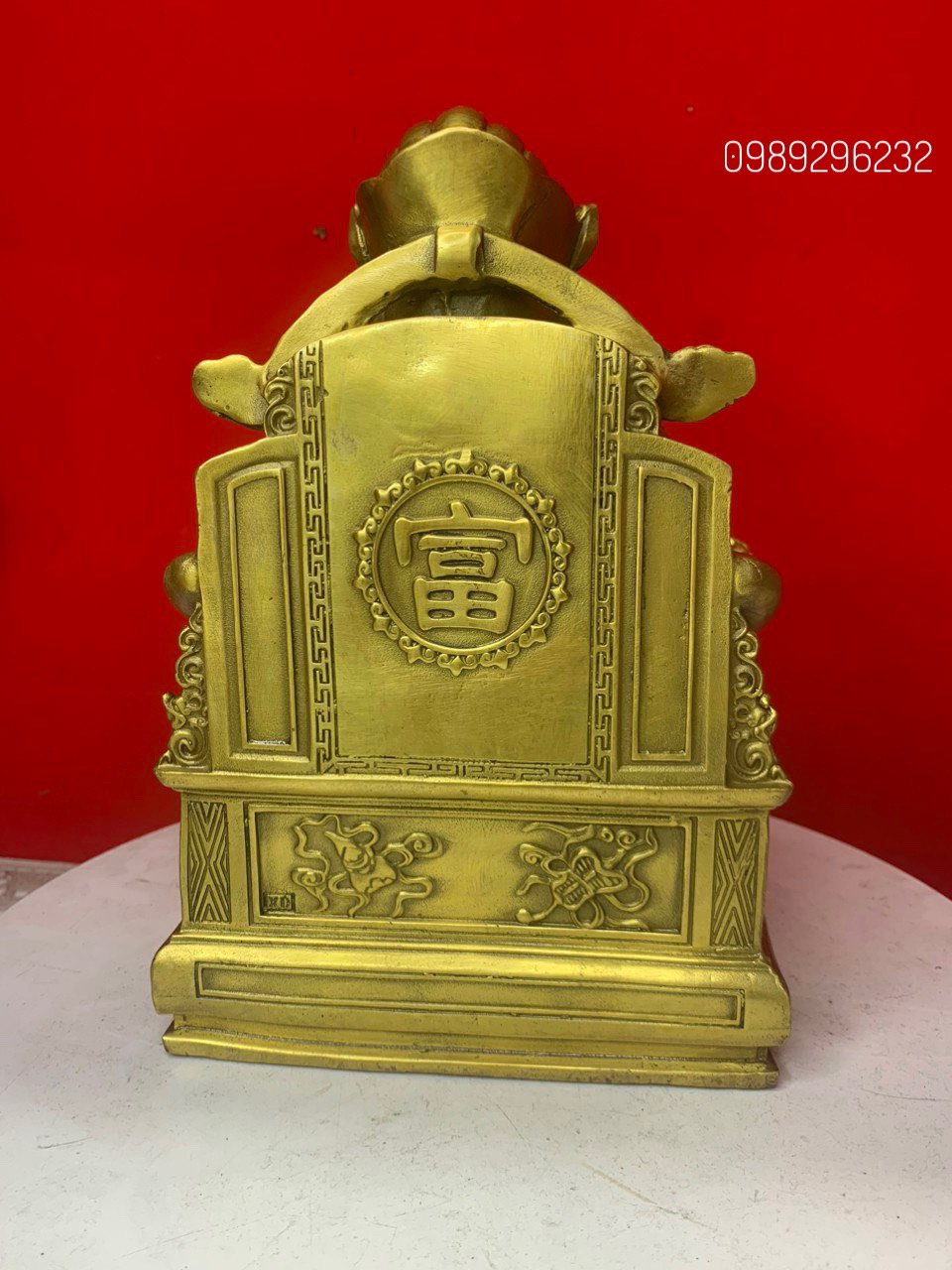 Tôn tượng ông Thần Tài bằng đồng vàng cao 25cm - Tượng Thần Tài ngồi ngai