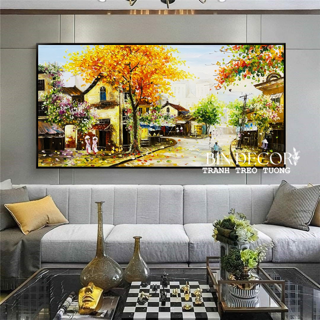 (HCM) Tranh treo tường tráng gương phong cảnh Hà Nội kèm đinh treo chuyên dụng