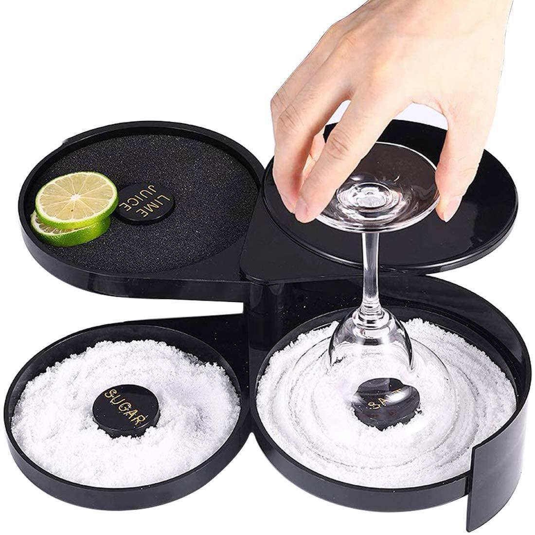 Biên giới thủy tinh 3 cấp, Riming Lime Salt Sugar cho Margarita và Cocktail, Công cụ pha chế