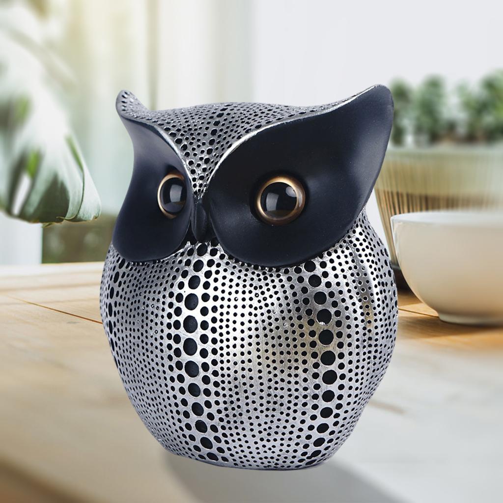 Chic Owl Figurine Sculpture Decorative Ornament Miniature Decor
