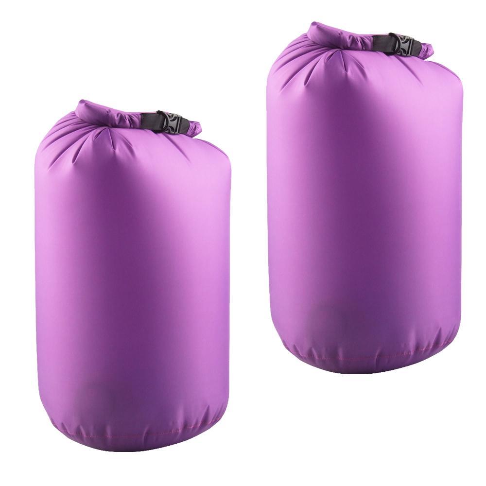 2 Pieces 12L Waterproof Roll Top Compression Bag Dry Sack For Camping Purple