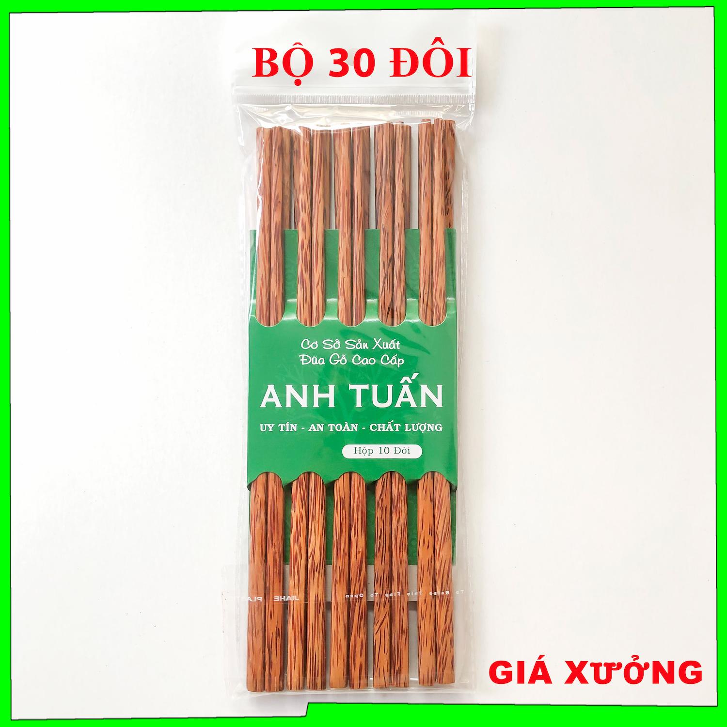 Bộ 30 Đôi Đũa Gỗ Dừa Bến Tre Loại 1 Kháng Khuẩn