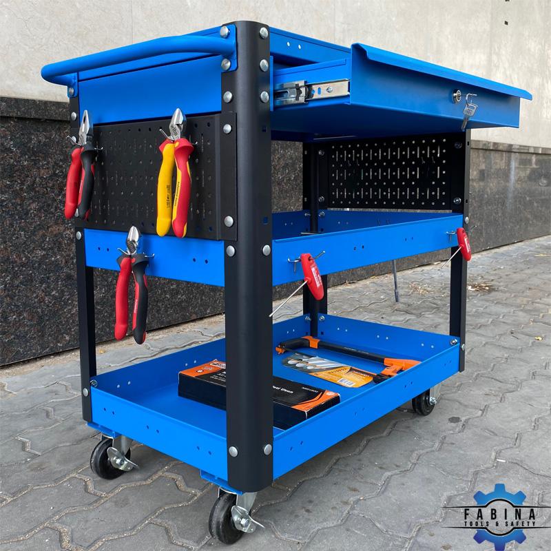 Xe đẩy đa năng 3 ngăn 1 hộc kéo xanh dương Fabina
