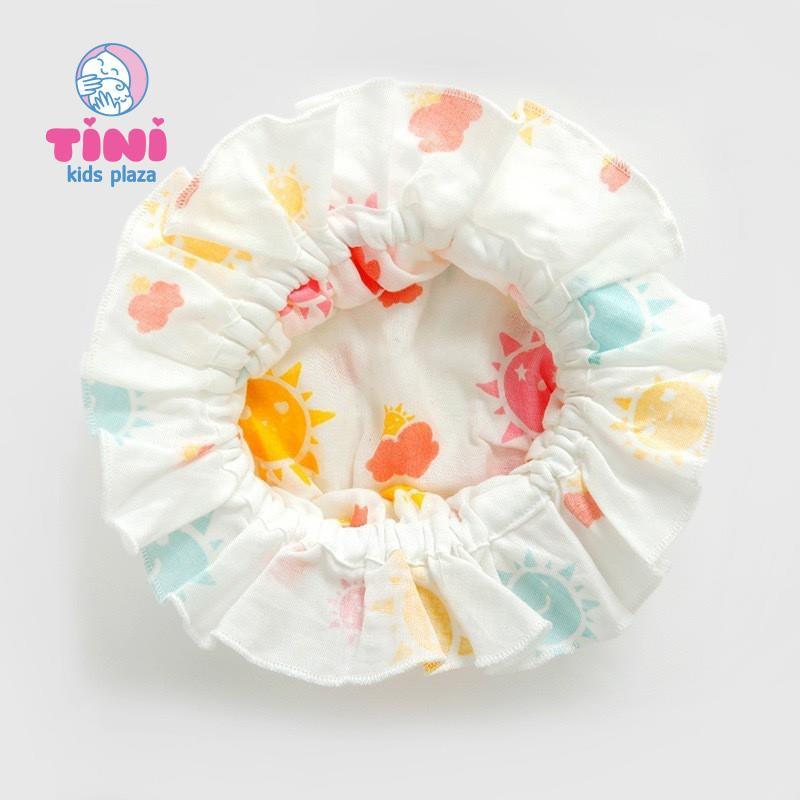 Nón tiểu thư cao cấp cho bé sơ sinh từ 0 - 3 tháng tuổi - Mũ vải cotton nhún bèo cao cấp cho bé gái