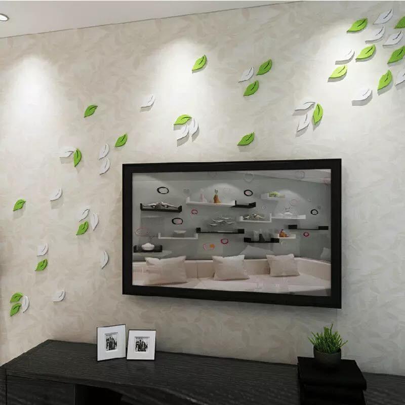 Combo 42 hình lá gỗ 3D trang trí kệ treo tường ấn tượng