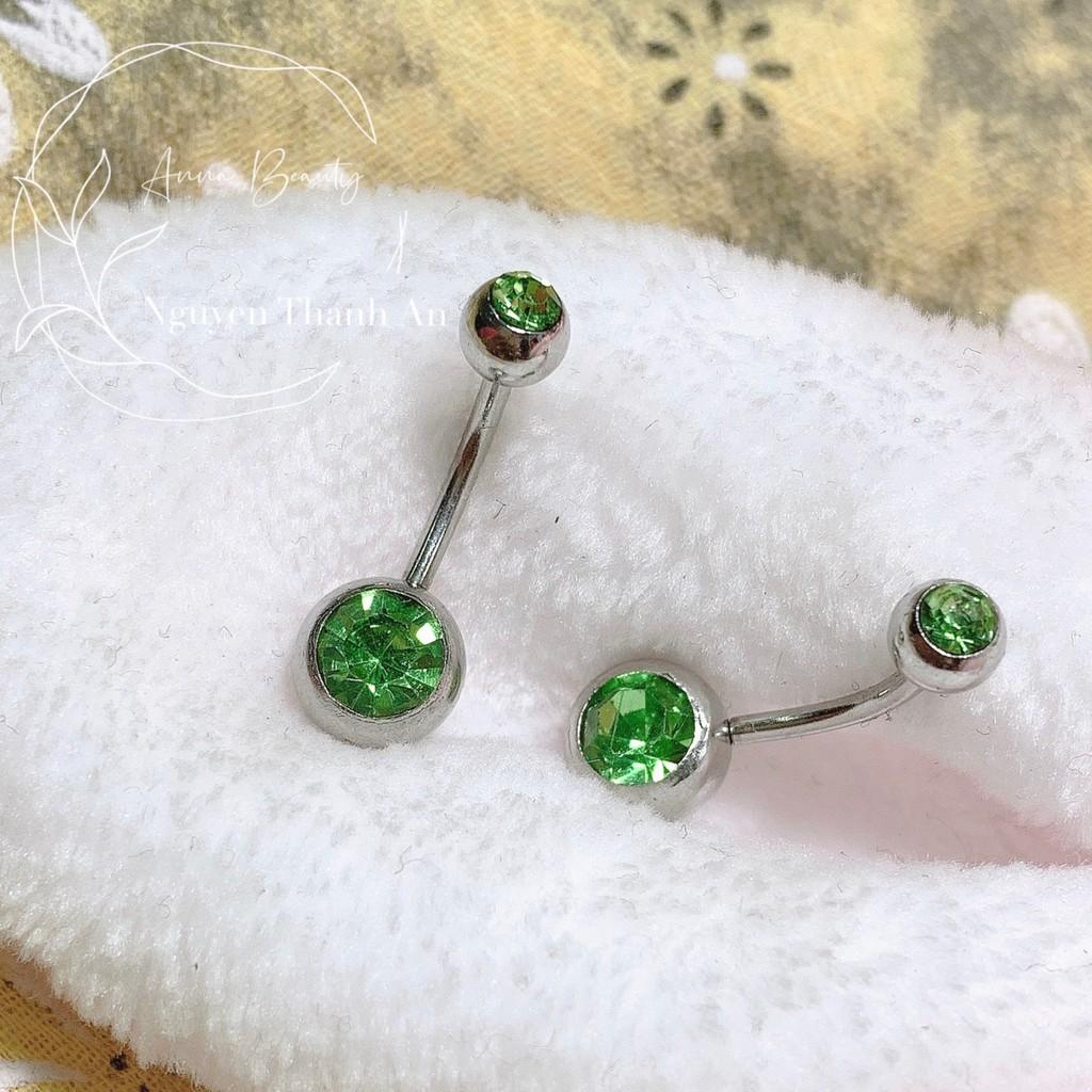 1 chiếc khuyên rốn basic xanh lá bằng thép y tế xỏ khuyên piercing - XUÂN SHOP