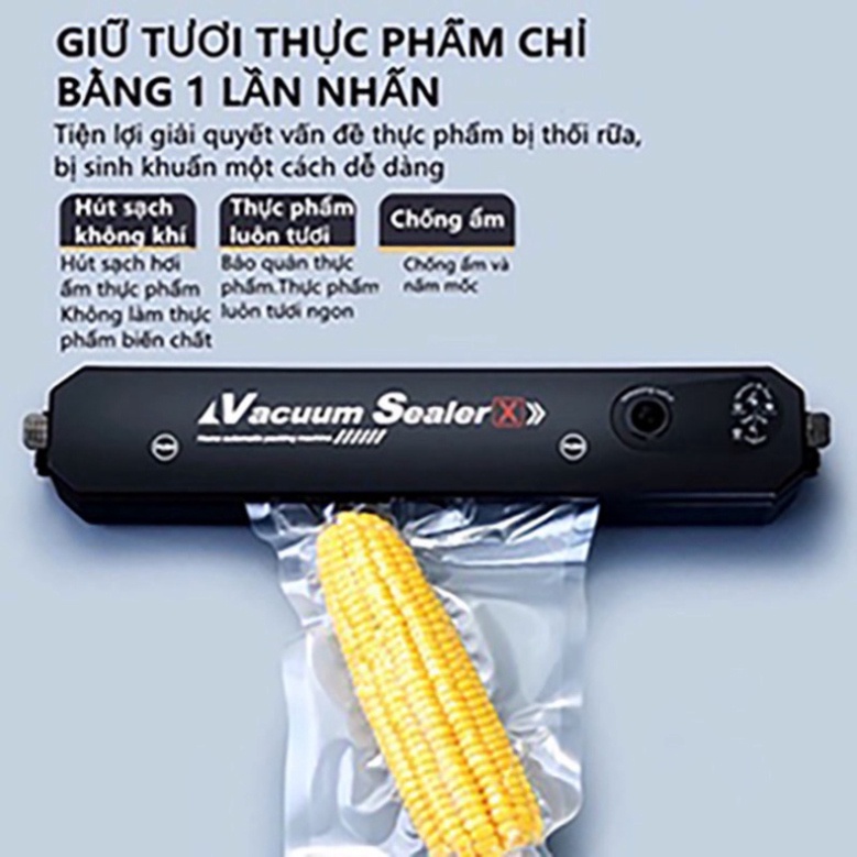 Máy hút chân không thực phẩm đa năng kèm hàn miệng túi Vinetteam Vacuum Sealer tặng 10 túi hút - hàng chính hãng - Máy hút kèm 10 túi hút