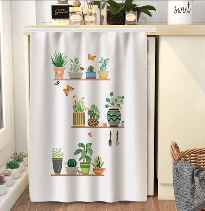 Rèm Vải Khoen Lỗ, Khoen Ri Đô, Rèm Dán KỆ HOA XƯƠNG RỒNG Vải Dày Khả Năng Chống Nắng Cao
